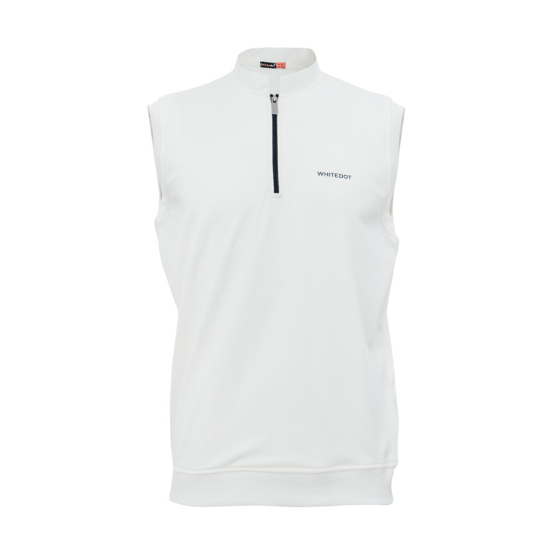 Whitedot Off White Zip Up Without Sleeves Cricket Jumper Whitedot Off White Zip Up Without Sleeves Cricket Jumper